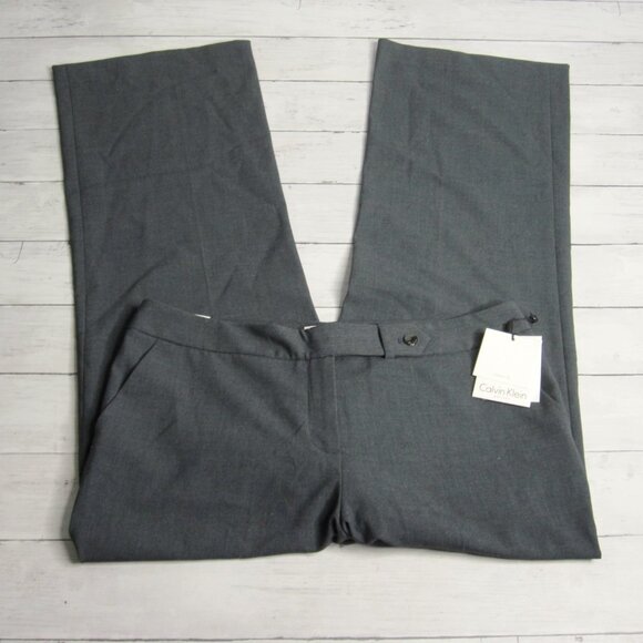 Calvin Klein Women's Gray Pants Size 14 Petite Career Wear Suit Slacks - Picture 7 of 10